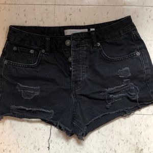 black jean shorts
